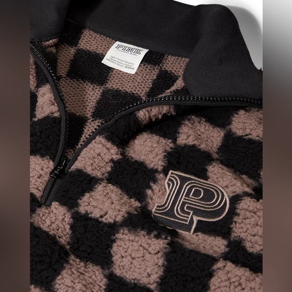 VS Pink SET Checkered Cozy Fleece Half-Zip Pullover & Ultimate Leggings Plaid - Picture 6 of 9